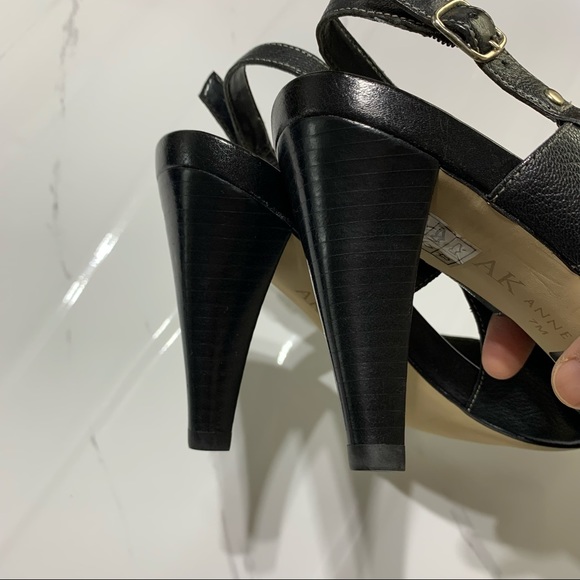 COPY - Anne Klein Black Sling back Leather Cone Heels Sandals Size 7 - Picture 13 of 13